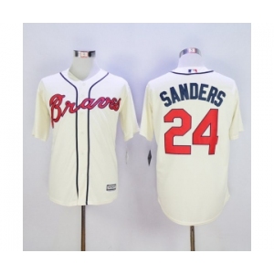Men Atlanta Braves #24 Deion Sanders Cream New Cool Base Stitched MLB Jersey