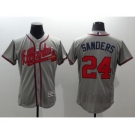 Men Atlanta Braves #24 Deion Sanders Majestic Gray Flexbase Authentic Collection Player Jersey