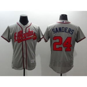 Men Atlanta Braves #24 Deion Sanders Majestic Gray Flexbase Authentic Collection Player Jersey