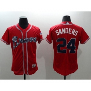 Men Atlanta Braves #24 Deion Sanders Majestic Red Flexbase Authentic Collection Player Jersey