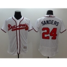 Men Atlanta Braves #24 Deion Sanders Majestic White Flexbase Authentic Collection Player Jersey