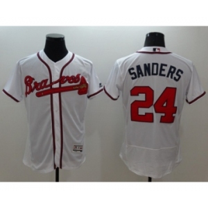 Men Atlanta Braves #24 Deion Sanders Majestic White Flexbase Authentic Collection Player Jersey