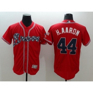 Men Atlanta Braves #44 Hank Aaron Majestic Red Flexbase Authentic Collection Player Jersey