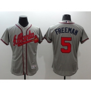 Men Atlanta Braves #5 Freddie Freeman Majestic Gray Flexbase Authentic Collection Player Jersey
