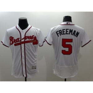 Men Atlanta Braves #5 Freddie Freeman Majestic White Flexbase Authentic Collection Player Jersey