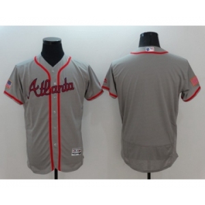 Men Atlanta Braves Blank Majestic Gray 2016 Independence Day Stars & Stripes Flex Base Team Jersey