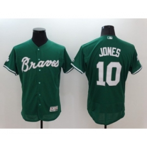 Men's Atlanta Braves #10 Chipper Jones Majestic Green Celtic Flexbase Authentic Collection Player Jersey