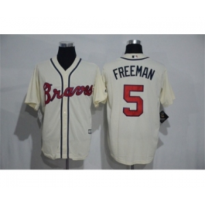 Men's Atlanta Braves #5 Freddie Freeman Majestic Cream Cool Base Player Jersey