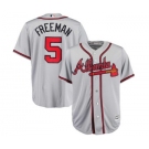 Men's Atlanta Braves #5 Freddie Freeman Majestic Gray Road Cool Base Player Jersey