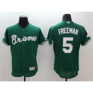 Men's Atlanta Braves #5 Freddie Freeman Majestic Green Celtic Flexbase Authentic Collection Player Jersey