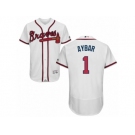 Men's Majestic Atlanta Braves #1 Erick Aybar White Flexbase Authentic Collection MLB Jersey