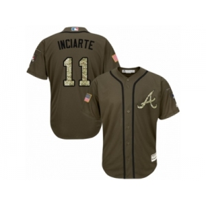 Men's Majestic Atlanta Braves #11 Ender Inciarte Replica Green Salute to Service MLB Jersey