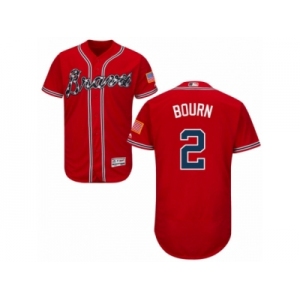 Men's Majestic Atlanta Braves #2 Michael Bourn Red Flexbase Authentic Collection MLB Jersey