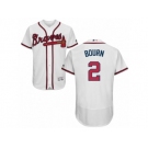 Men's Majestic Atlanta Braves #2 Michael Bourn White Flexbase Authentic Collection MLB Jersey
