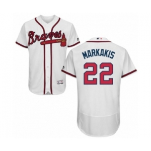 Men's Majestic Atlanta Braves #22 Nick Markakis White Flexbase Authentic Collection MLB Jersey