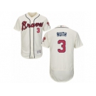 Men's Majestic Atlanta Braves #3 Babe Ruth Cream Flexbase Authentic Collection MLB Jersey