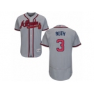 Men's Majestic Atlanta Braves #3 Babe Ruth Grey Flexbase Authentic Collection MLB Jersey