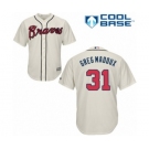 Men's Majestic Atlanta Braves #31 Greg Maddux Authentic Cream Alternate Cool Base MLB Jersey