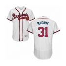 Men's Majestic Atlanta Braves #31 Greg Maddux White Flexbase Authentic Collection MLB Jersey