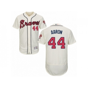 Men's Majestic Atlanta Braves #44 Hank Aaron Cream Flexbase Authentic Collection MLB Jersey