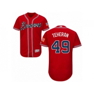 Men's Majestic Atlanta Braves #49 Julio Teheran Red Flexbase Authentic Collection MLB Jersey