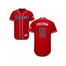 Men's Majestic Atlanta Braves #5 Freddie Freeman Red Flexbase Authentic Collection MLB Jersey