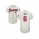 Men's Majestic Atlanta Braves #6 Bobby Cox Cream Flexbase Authentic Collection MLB Jersey
