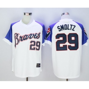 Mitchell And Ness 1973 Atlanta Braves #29 John Smoltz White Throwback Stitched Baseball Jersey