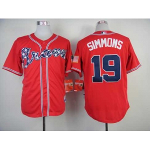 mlb jerseys atlanta braves #19 simmons red[2014 new]