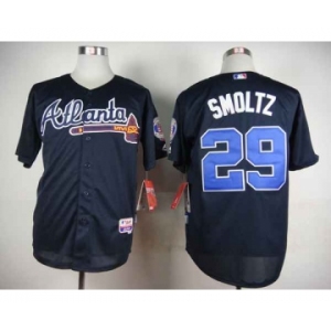 mlb jerseys atlanta braves #29 smoltz blue[hall of fame patch]