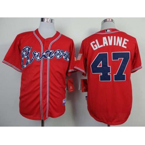 mlb jerseys atlanta braves #47 glavine red[75 th]
