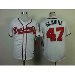 mlb jerseys atlanta braves #47 glavine white[75 th]