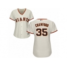 Women Majestic San Francisco Giants #35 Brandon Crawford Authentic Cream Home Cool Base MLB Jersey