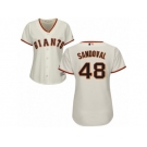 Women Majestic San Francisco Giants #48 Pablo Sandoval Replica Cream Home Cool Base MLB Jersey