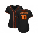 Women San Francisco Giants #10 Evan Longoria Black Alternate Stitched Baseball Jersey