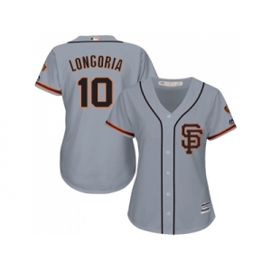 Women San Francisco Giants #10 Evan Longoria Grey Road 2 Stitched Baseball Jersey