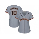 Women San Francisco Giants #10 Evan Longoria Grey Road Stitched Baseball Jersey