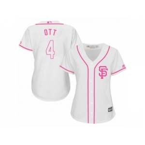 Women's Majestic San Francisco Giants #4 Mel Ott Authentic White Fashion Cool Base MLB Jersey