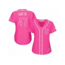Women's Majestic San Francisco Giants #47 Johnny Cueto Replica Pink Fashion Cool Base MLB Jersey
