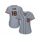 Women's San Francisco Giants #18 Matt Cain Grey Road 2 Stitched MLB Jersey