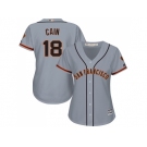 Women's San Francisco Giants #18 Matt Cain Grey Road Stitched MLB Jersey