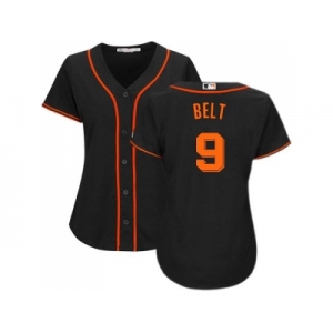 Women's San Francisco Giants #9 Brandon Belt Black Alternate Stitched MLB Jersey