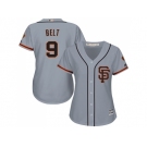 Women's San Francisco Giants #9 Brandon Belt Grey Road 2 Stitched MLB Jersey