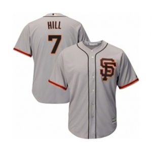 Youth Majestic San Francisco Giants #7 Aaron Hill Authentic Grey Road 2 Cool Base MLB Jersey