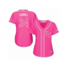 Women Majestic Kansas City Royals #34 Trevor Cahill Replica Pink Fashion Cool Base MLB Jersey