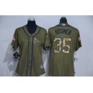 Women Majestic Kansas City Royals #35 Eric Hosmer Authentic Green Salute to Service MLB Jersey