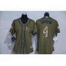 Women Majestic Kansas City Royals #4 Alex Gordon Authentic Green Salute to Service MLB Jersey