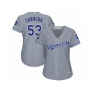 Women Majestic Kansas City Royals #53 Melky Cabrera Replica Grey Road Cool Base MLB Jersey