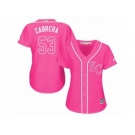 Women Majestic Kansas City Royals #53 Melky Cabrera Replica Pink Fashion Cool Base MLB Jersey