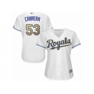 Women Majestic Kansas City Royals #53 Melky Cabrera Replica White Home Cool Base MLB Jersey